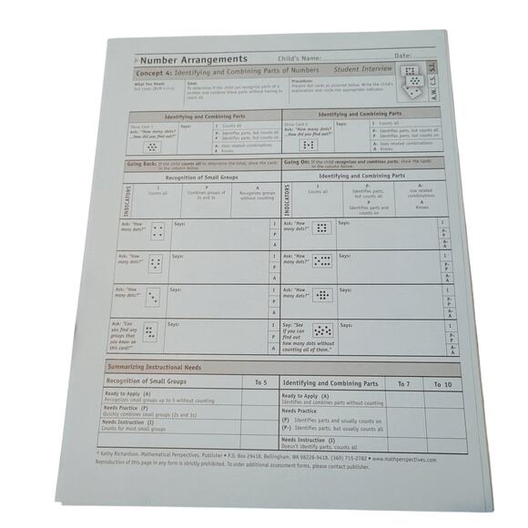 Number Arrangements Book 4 Kathy Richardson 45 Student Forms Assessing Math - Picture 11 of 12